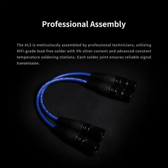 Alt view image 5 of 5 - Aune AL3 XLR Balanced Male to Female 3-Pin Audio Cable (Pair) (0.25m)