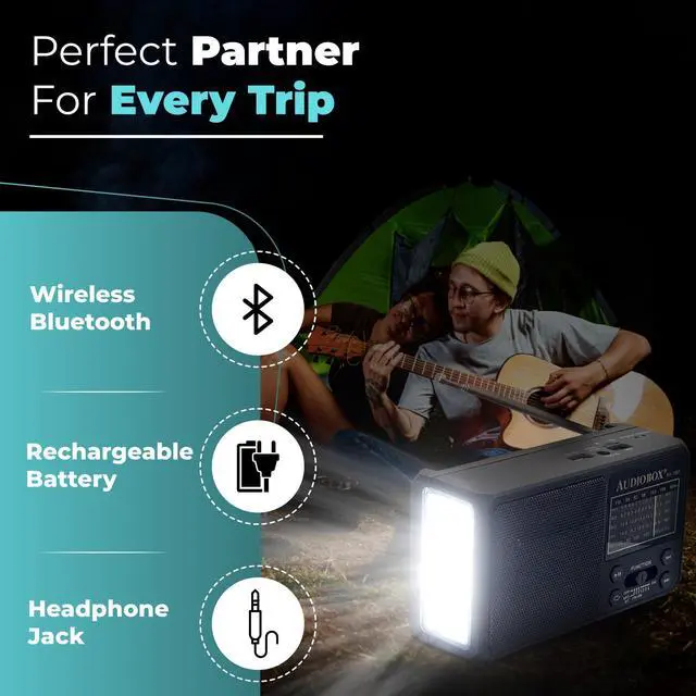 Alt view image 3 of 5 - Audiobox RX-12BT Multiband Solar Emergency Radio