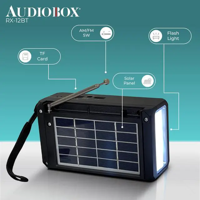 Alt view image 4 of 5 - Audiobox RX-12BT Multiband Solar Emergency Radio