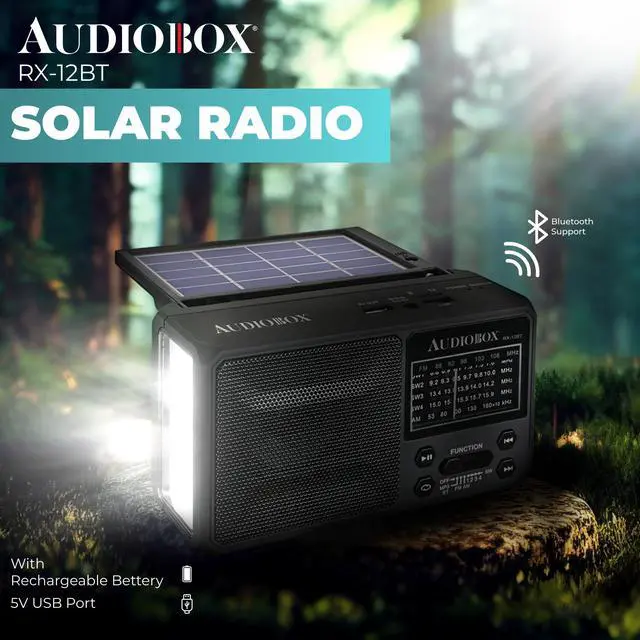 Alt view image 2 of 5 - Audiobox RX-12BT Multiband Solar Emergency Radio