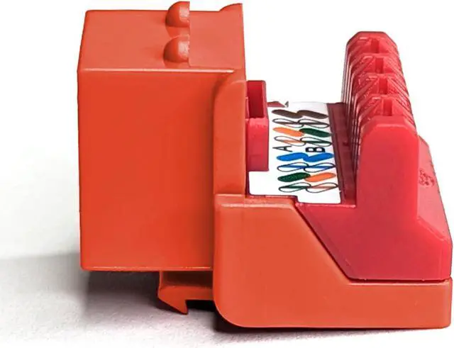 Alt view image 3 of 5 - ICC CAT6 Keystone Jack for EZ Style Wallplate or Patch Panel - RJ45 - UL Listed Ethernet Cable Connector - PoE++ Rated - Compatible with JackEasy Termination Tool - Orange, 25-Pack