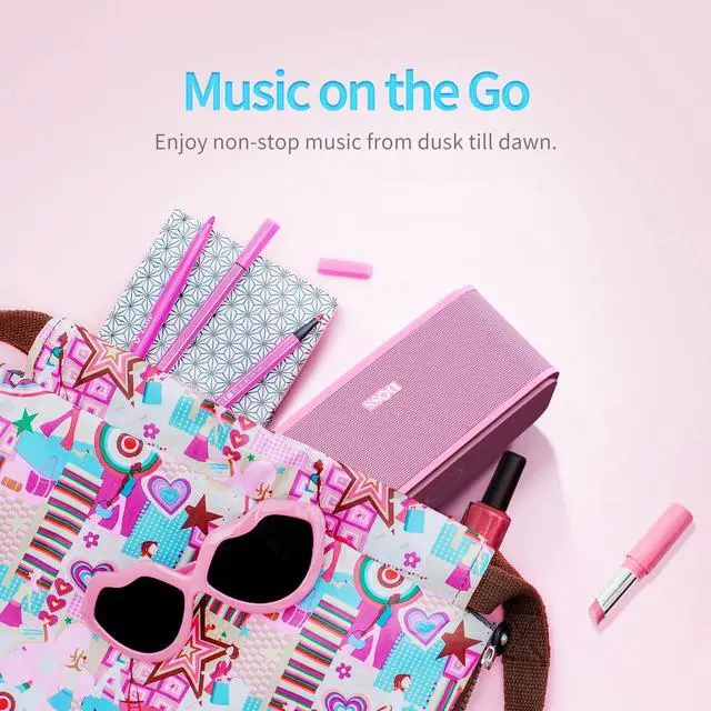 Alt view image 5 of 5 - DOSS Bluetooth Speaker, SoundBox Touch Portable Wireless Speaker with 12W HD Sound and Bass, IPX4 Water-Resistant, 20H Playtime, Touch Control, Handsfree, Speaker for Home, Outdoor, Travel-Pink