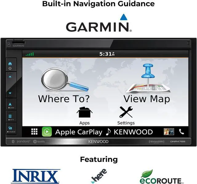 Alt view image 3 of 5 - KENWOOD DNR476S 6.8" Car Stereo, Garmin Navigation Built in, Inrix Traffic Service, CarPlay and Android Auto, Bluetooth, (Does Not Play DVD's)
