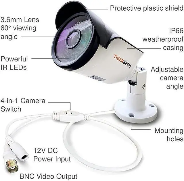 Alt view image 4 of 5 - TIGERSECU Super HD 1080P 4-in-1 Security 4-Camera Bundle