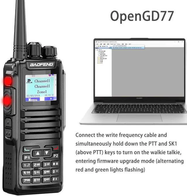 Alt view image 2 of 5 - Baofeng DM-1701 Dual Band Dual Time Slot DMR/Analog Two Way Radio, 3,000 Channels Amateur Radio/Free Programming Cable, Charger and PTT Earpiece, Support OpenGD77