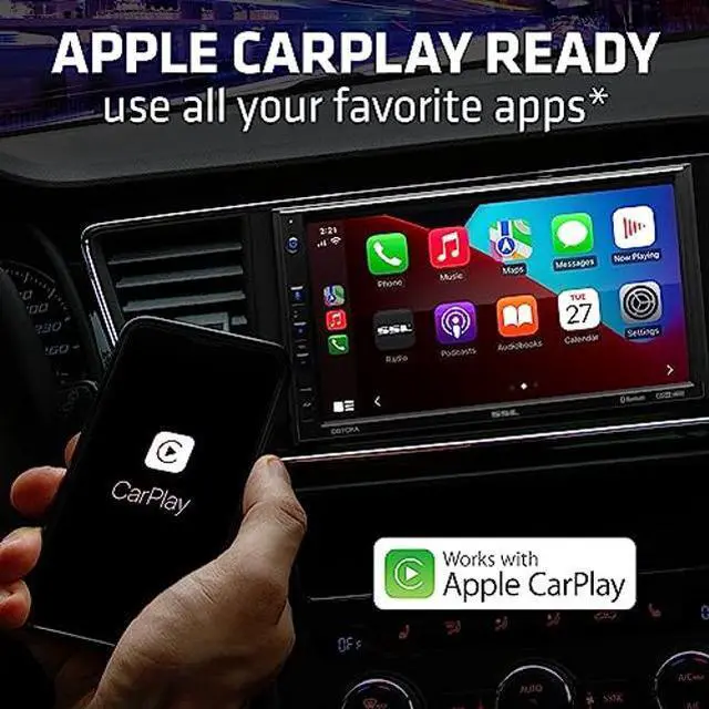 Alt view image 2 of 5 - Sound Storm Laboratories DD7CPA-C Car Audio Stereo - Apple CarPlay Android Auto, Double Din 7 Inch Touchscreen, Bluetooth Audio and Hands-Free Calling, No CD DVD Player, Radio Receiver, Backup Camera