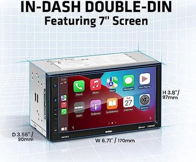 Alt view image 5 of 5 - Sound Storm Laboratories DD7CPA-C Car Audio Stereo - Apple CarPlay Android Auto, Double Din 7 Inch Touchscreen, Bluetooth Audio and Hands-Free Calling, No CD DVD Player, Radio Receiver, Backup Camera
