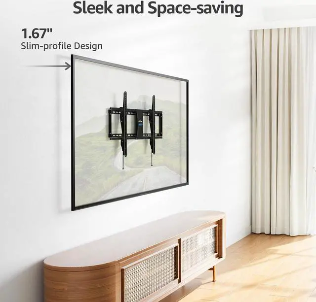 Alt view image 3 of 5 - MOUNTUP UL Listed TV Wall Mount, Tilting TV Mount Bracket for Most 37-75 Inch Flat Screen/Curved TV Low Profile Wall Mount Saving Space Max VESA 600x400mm Hold up to 99 lbs Fit 16" 18" 24" Stud MU0008