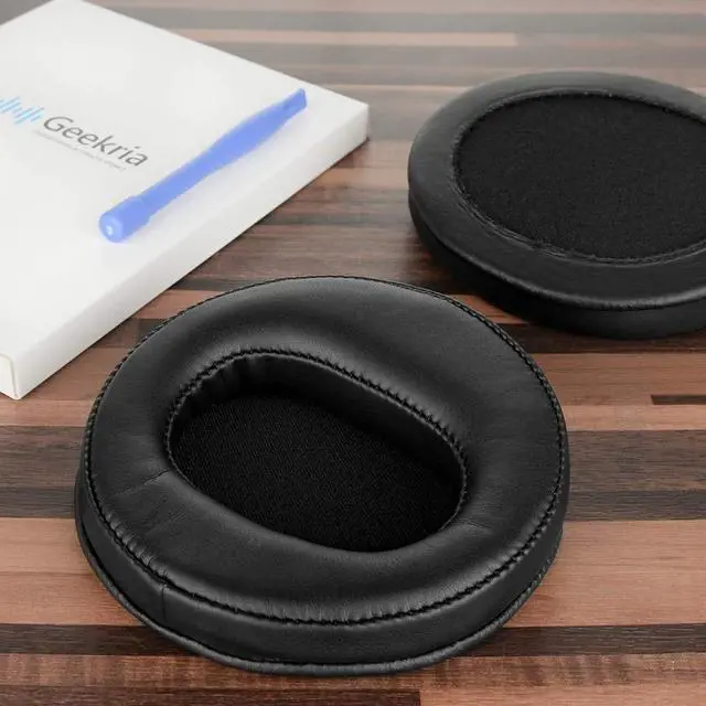 Alt view image 4 of 5 - Geekria QuickFit Protein Leather Replacement Ear Pads for DENON AH-D2000, D5000, D5200, D7000, D7200, D9200 Headphones Ear Cushions, Headset Earpads, Ear Cups Cover Repair Parts (Black)