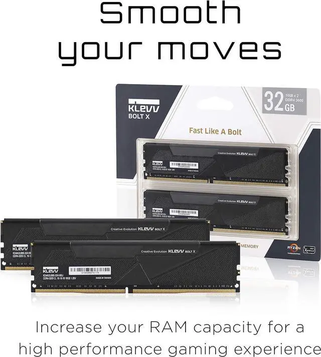 Alt view image 5 of 5 - KLEVV Bolt X DDR4 32GB (2x16GB) 3200MHz CL16 1.35V Gaming Desktop Ram Memory SK Hynix Chip XMP 2.0 Ready (KD4AGUA80-32A160U)
