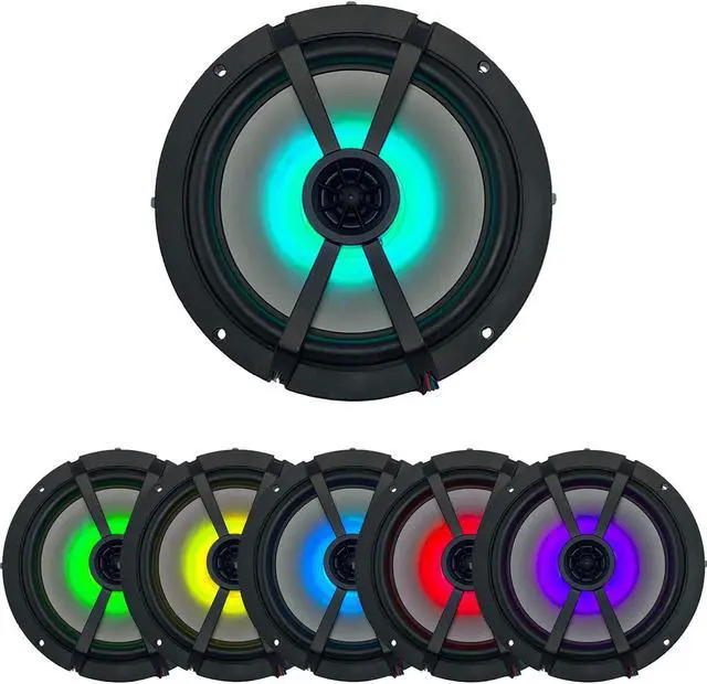 Alt view image 2 of 5 - KICKER 6.5" Charcoal LED Marine Speakers (QTY 6) 3 pairs of OEM replacement speakers
