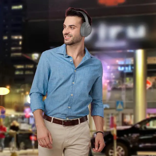 Alt view image 2 of 5 - Morpheus 360 Comfort Plus Wireless Over-Ear Headphones - Bluetooth Headset with Microphone - 10H Playtime - HP6500G (Grey)