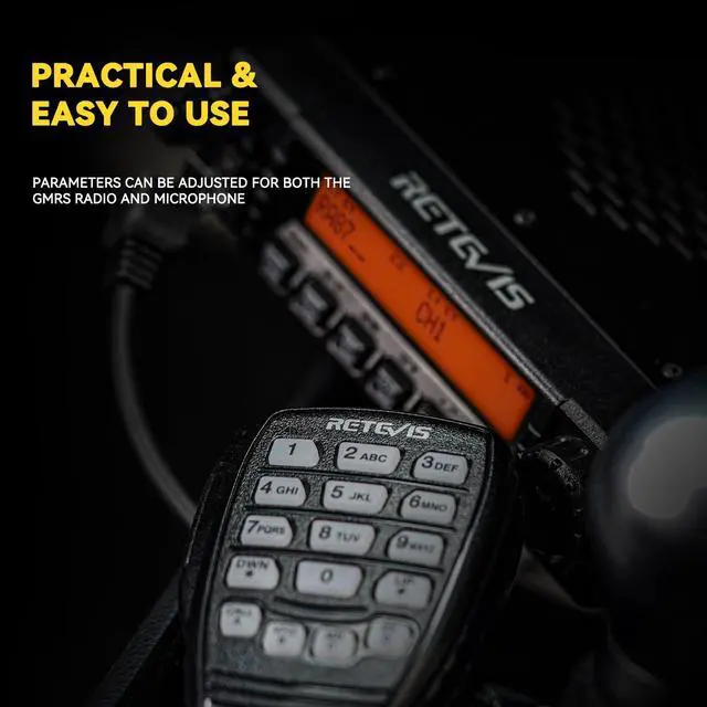 Alt view image 5 of 5 - Retevis RA87 GMRS Mobile Radio, 40W Mobile GMRS Repeater, GMRS Transceiver 8 Repeater Channels Base Station, Mobile GMRS Two Way Radio for Off-Road(Black 1Pack)