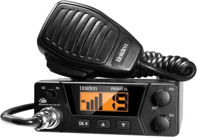 Main image of Uniden PRO505XL 40-Channel CB Radio. Pro-Series, Compact Design. Public Address (PA) Function. Instant Emergency Channel 9, External Speaker Jack, Large Easy to Read Display. - Black