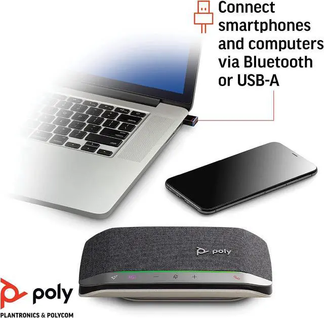 Alt view image 5 of 5 - POLY - Sync 20+ USB-A Personal Bluetooth Smart Speakerphone (Plantronics) - Connect to Smartphones via Bluetooth-PC/Mac via - BT600 Dongle -Works with Teams (Certified), Zoom & More,Black