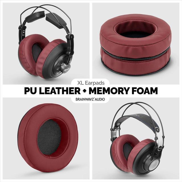 Alt view image 3 of 5 - Brainwavz XL Large Replacement Memory Foam Earpads - Suitable for Many Other Large Over The Ear Headphones - Sennheiser, AKG, HifiMan, ATH, Philips, Fostex, Sony (Dark Red)