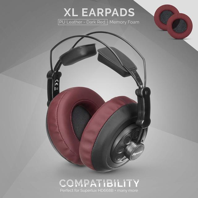 Alt view image 5 of 5 - Brainwavz XL Large Replacement Memory Foam Earpads - Suitable for Many Other Large Over The Ear Headphones - Sennheiser, AKG, HifiMan, ATH, Philips, Fostex, Sony (Dark Red)