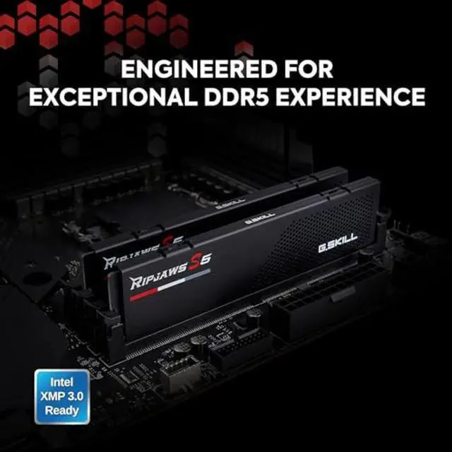 Alt view image 2 of 5 - G.SKILL Ripjaws S5 Series (Intel XMP 3.0) DDR5 RAM 32GB (2x16GB) 6000MT/s CL30-40-40-96 1.35V Desktop Computer Memory UDIMM - Matte Black (F5-6000J3040F16GA2-RS5K)