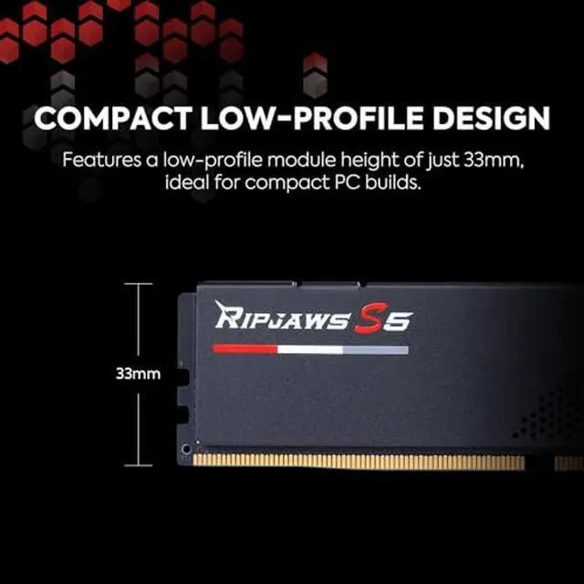 Alt view image 4 of 5 - G.SKILL Ripjaws S5 Series (Intel XMP 3.0) DDR5 RAM 32GB (2x16GB) 6000MT/s CL30-40-40-96 1.35V Desktop Computer Memory UDIMM - Matte Black (F5-6000J3040F16GA2-RS5K)