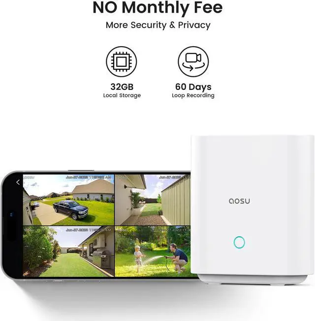 Alt view image 2 of 5 - AOSU Solar Security Cameras Outdoor Wireless, 4 Cam-Kit, No Subscription 360deg Indoor Security Camera, Baby Monitor