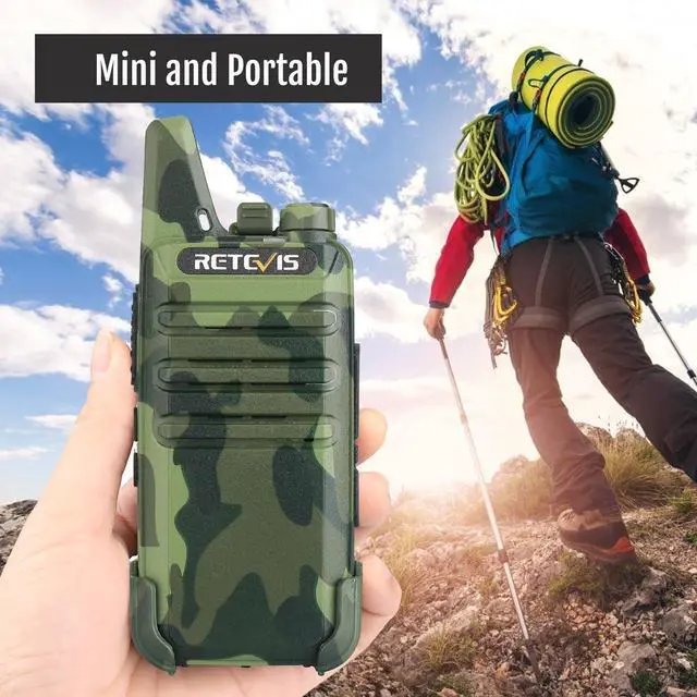 Alt view image 2 of 5 - Retevis RT22 Walkie Talkies Rechargeable, Voice Activated, Emergency Alarm, Outdoor Cruise Ship ATV Hunting Skiing Handheld Two Way Radio Walkie-Talkies (4 Pack,Camouflage)