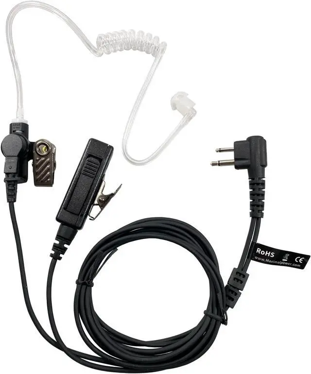 Alt view image 2 of 5 - MaximalPower Surveillance Headset Earpiece PTT Mic Compatible for MOTOROLA 2-Pin Radios (10 Pack)