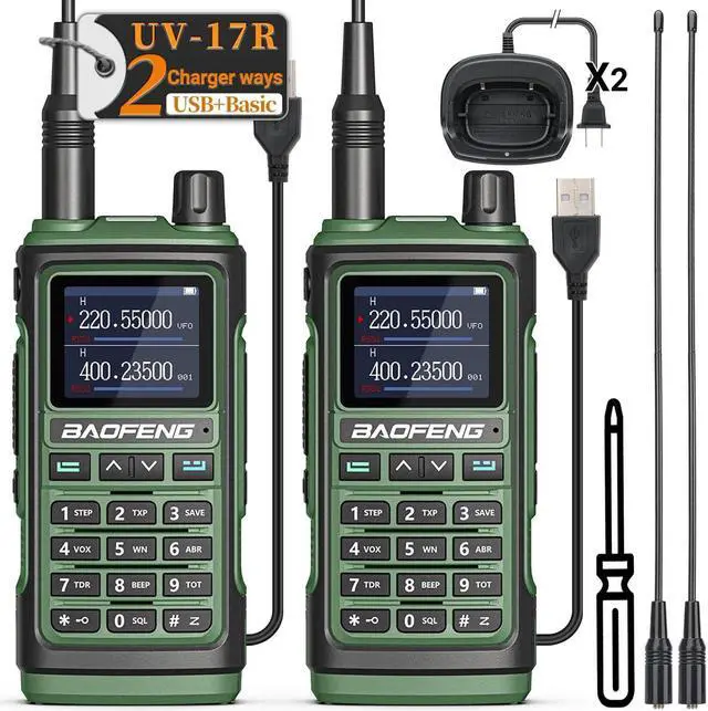 Main image of BAOFENG UV-17R Ham Radio Upgrade of baofeng UV-5R Long Range Two Way Radio Dual Band Walkie Talkie for Adults 2 Way Radio with 999 Channels USB Charger Earpiece Flashlight Battery(2 Pack)
