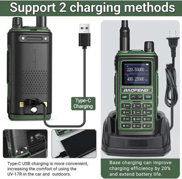 Alt view image 4 of 5 - BAOFENG UV-17R Ham Radio Upgrade of baofeng UV-5R Long Range Two Way Radio Dual Band Walkie Talkie for Adults 2 Way Radio with 999 Channels USB Charger Earpiece Flashlight Battery(2 Pack)