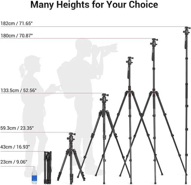 Alt view image 2 of 5 - Bundle: SmallRig 71" Camera Tripod with Tripod Fluid Head Pan Tilt Head and ZV-E10 Cage