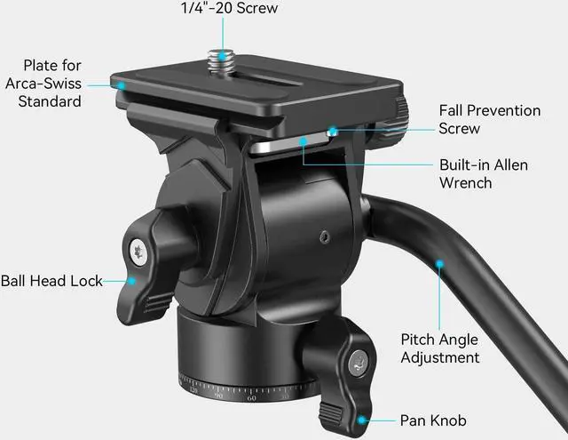Alt view image 4 of 5 - Bundle: SmallRig 71" Camera Tripod with Tripod Fluid Head Pan Tilt Head and ZV-E10 Cage