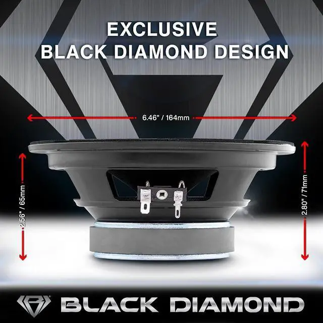Alt view image 4 of 5 - Black Diamond DIA-CM6.4B 6.5" Mid-Range Loudspeaker with Bullet - 6.5-Inch Midrange, 120 Watts Max, 60 Watts RMS, 4-Ohm, 1" Voice Coil - Replacement Mids for Car or Truck Stereo Sound System (Pair)