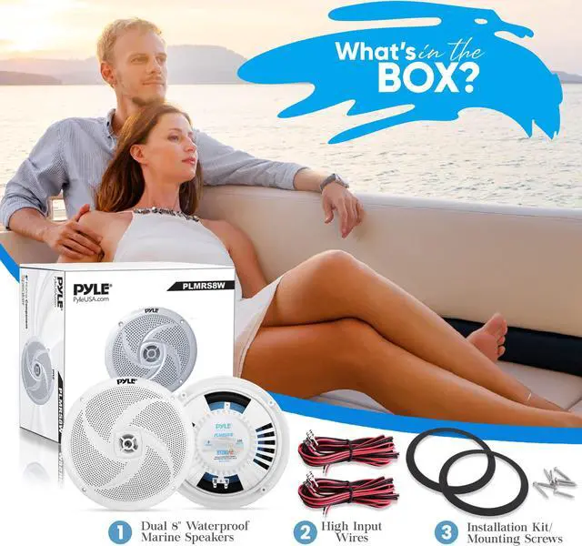 Alt view image 2 of 5 - PyleUsa 8" Marine Vehicle Speakers Dual 2-Way 320W 4 Ohm Low Profile Waterproof Car Component Speaker System, 8 Oz Magnet, Voice Coil, for Custom Audio Boat, Truck, Watercraft, Mobile,Off-Road (White)