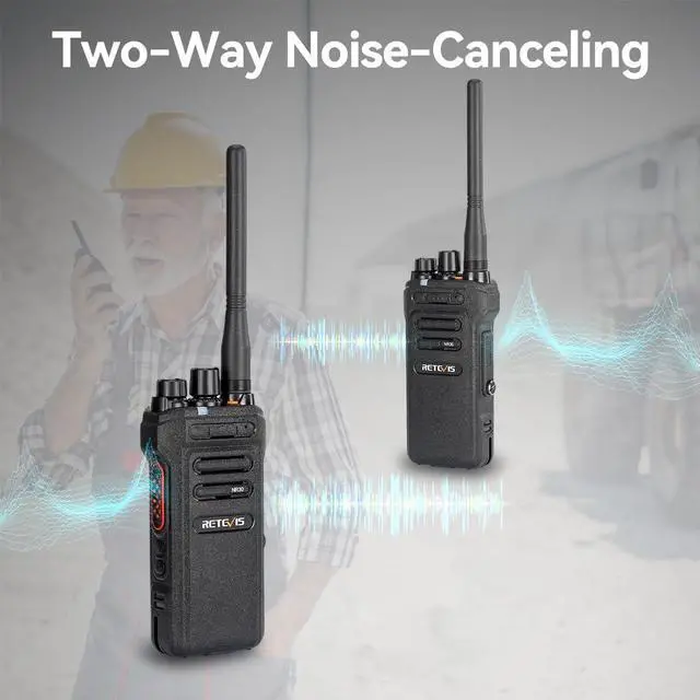 Alt view image 4 of 5 - Retevis NR30 Two Way Radios Long Range, IP67 Waterproof Walkie Talkies Adults, Noise Cancelling, 700,000 sq. ft/50 Floor Range 2 Way Radio Set (6Pack)