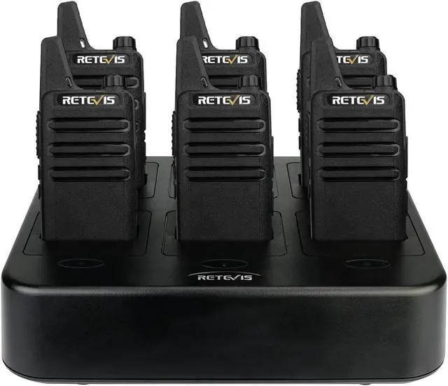Main image of Retevis RT22 Walkie Talkies Rechargeable Hands Free 2 Way Radios Two-Way Radio(6 Pack) with 6 Way Multi Gang Charger