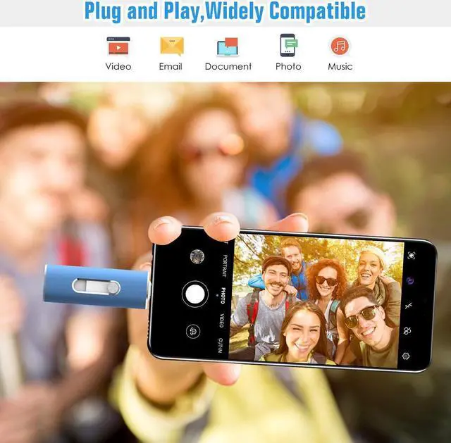 Alt view image 4 of 5 - 256GB Flash Drive, Aiibe USB C Flash Drive 256GB Dual USB 3.1 USB C Memory Stick OTG Type C Thumb Drive 256 GB USB C Drive for PC Tablet TV Car Type C Smart Phone (256G, Blue)