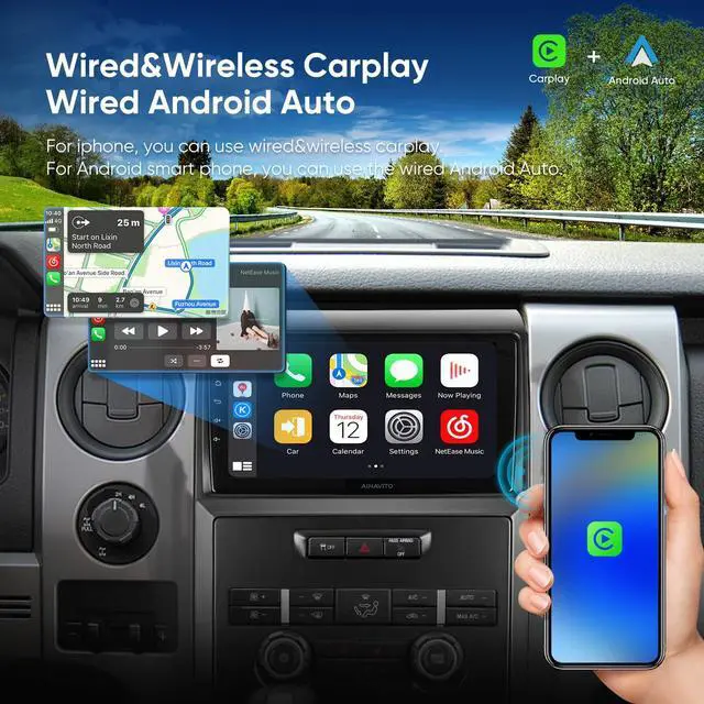 Alt view image 2 of 5 - 9 Inch 5G WiFi 8 Core 48EQ Airplay Car Stereo Radio Replacement for Ford F150 2009-2012 Carplay Android Auto Android 12 Support Mirroring Backup 1080P SWC