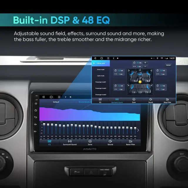Alt view image 5 of 5 - 9 Inch 5G WiFi 8 Core 48EQ Airplay Car Stereo Radio Replacement for Ford F150 2009-2012 Carplay Android Auto Android 12 Support Mirroring Backup 1080P SWC