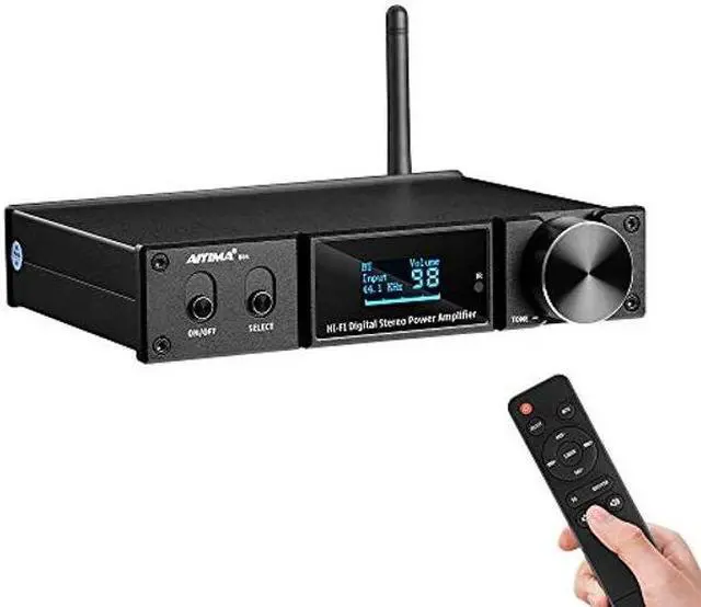 Main image of AIYIMA D05 Bluetooth 5.0 Power Amplifier 120Wx2 Stereo HiFi 2.1 CH Digital Sound Amplificador 24Bit/192kHz Class D Amp USB DAC Coaxial Optical OLED AptX, Support Subwoofer & with Remote (D05)