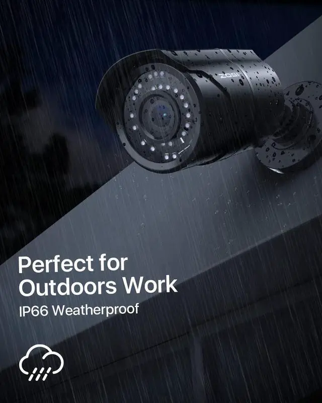 Alt view image 4 of 5 - ZOSI 2 Pack 5MP 3K Add-on Security POE Camera with Cable, 2880 x 1620 Indoor Outdoor Bullet IP Camera, 120ft Night Vision, 3.6mm Lens, 95degView Angle, IP66 Weatherproof (Only Work with Our PoE NVR)