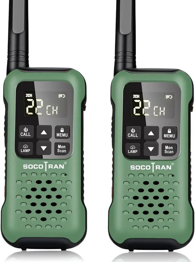 Main image of Rechargeable Walkie Talkies Two Way Radio IP67 Waterproof Long Range 5 Miles Two Way Radios Floating Flashlight & SOS Emergency Lamp, NOAA Weather Alert Walkie-Talkie GREEN