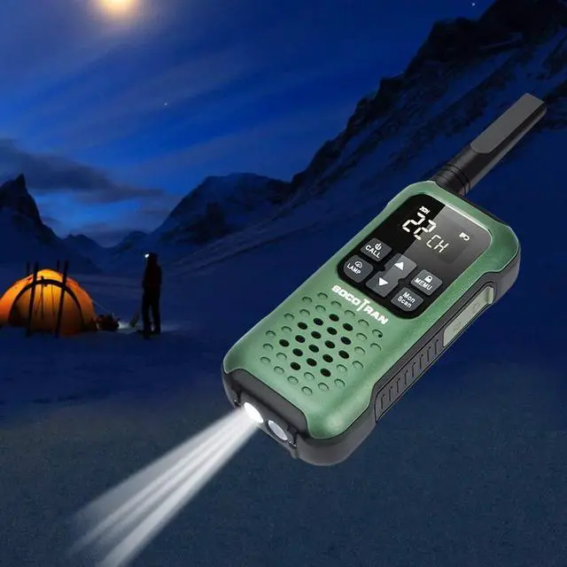 Alt view image 5 of 5 - Rechargeable Walkie Talkies Two Way Radio IP67 Waterproof Long Range 5 Miles Two Way Radios Floating Flashlight & SOS Emergency Lamp, NOAA Weather Alert Walkie-Talkie GREEN