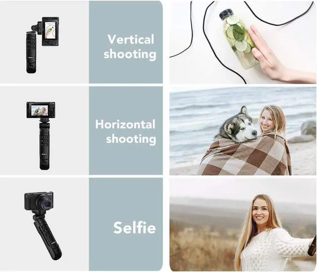 Alt view image 5 of 5 - AODELAN Wireless Shooting Grip Tripod with Remote Control for Vlogging, for Sony ZV-E10,ZV-1, a6100, a6400, a6600, a7 III, a7R III, a7R IV, a9, a9 II, Replace Sony GP-VPT2BT