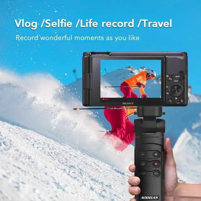 Alt view image 3 of 5 - AODELAN Wireless Shooting Grip Tripod with Remote Control for Vlogging, for Sony ZV-E10,ZV-1, a6100, a6400, a6600, a7 III, a7R III, a7R IV, a9, a9 II, Replace Sony GP-VPT2BT