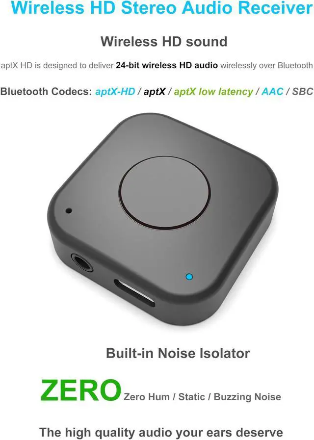 Alt view image 2 of 5 - Aston Innovations A3031 HiFi Bluetooth 5.1 Receiver for Car/Home Stereo Music Streaming with AAC aptX HD, Handsfree Calls (Car Kit), Bluetooth Car Adaptor, Built-in Noise Isolator, RCA/3.5mm Outputs