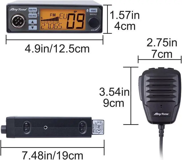 Alt view image 3 of 5 - AnyTone AT-500M II Mobile CB Radio for Truck, with Input Voltage 12/24V,NR function for Noise reduction, CTCSS/DSC code,ECHO Function and WX weather channel