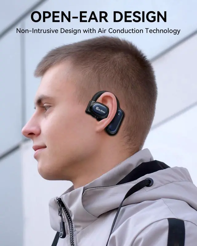 Alt view image 2 of 5 - AUBOR Open Ear Headphones, True Wireless Bluetooth Earbuds with ENC Clear Call, Bluetooth 5.3, IPX6 Water-Resistant, Ergonomic Ear Hooks, 45H Playtime, Compatible with iPhone & Android