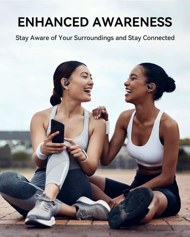 Alt view image 3 of 5 - AUBOR Open Ear Headphones, True Wireless Bluetooth Earbuds with ENC Clear Call, Bluetooth 5.3, IPX6 Water-Resistant, Ergonomic Ear Hooks, 45H Playtime, Compatible with iPhone & Android