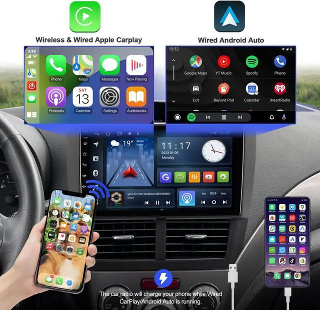 Alt view image 2 of 5 - Android 10 Double Din Car stereo for Subaru Forester 2008-2012 Impreza 2008-2011 with 9 Inch TouchScreen Radio Built-in Wireless Carplay/Android Auto/GPS/Bluetooth/FM/AUX-in/Steering Wheel Control