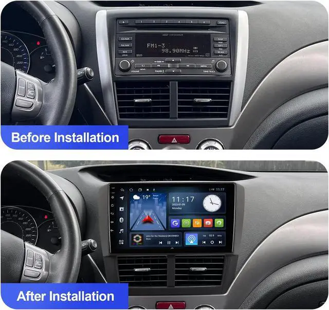 Alt view image 3 of 5 - Android 10 Double Din Car stereo for Subaru Forester 2008-2012 Impreza 2008-2011 with 9 Inch TouchScreen Radio Built-in Wireless Carplay/Android Auto/GPS/Bluetooth/FM/AUX-in/Steering Wheel Control