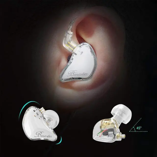 Alt view image 2 of 5 - BASN Bmaster 2-Pin Triple Drivers in Ear Monitor Headphone with Two Detachable Cables Fit in Ear Suitable for Audio Engineer, Musician (White)